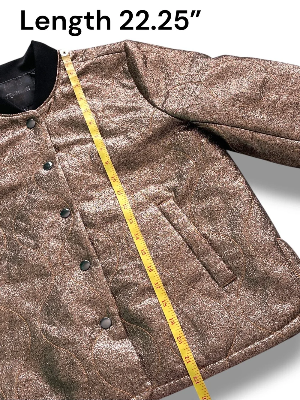 Madewell Metallic Gold Quilted Military Bomber Jacket H1293 Rare Sample Small
